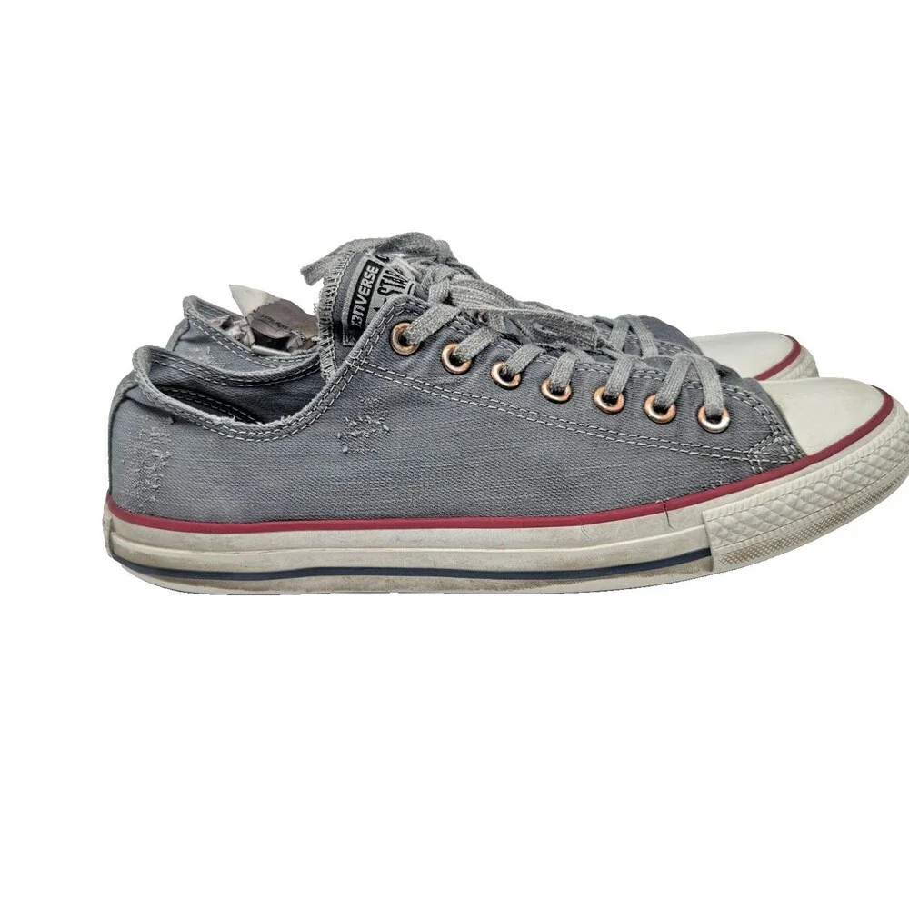 Converse Chuck Taylor All Star Low Top Sneakers Gray Distressed Denim Size 10